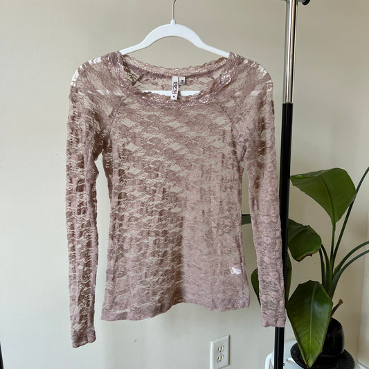 Mudd Blush Lace Top