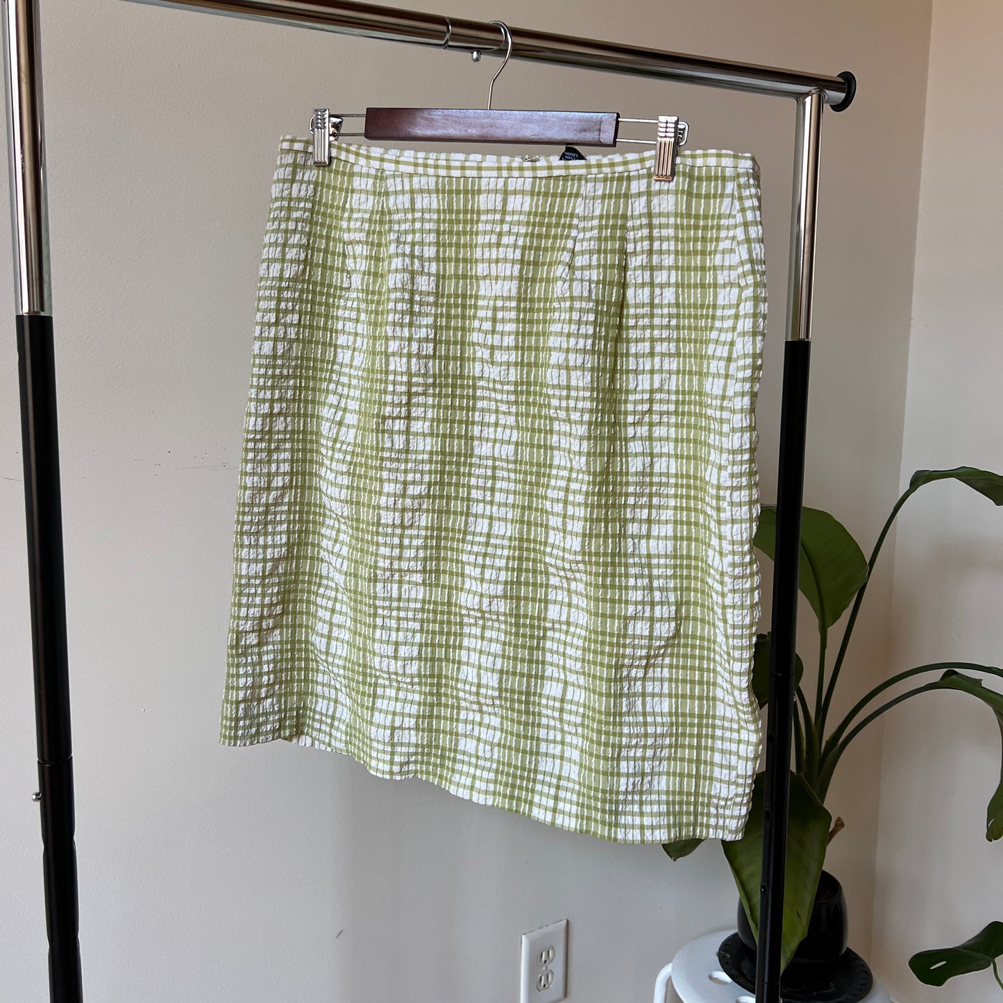 Green Plaid Midi Skirt